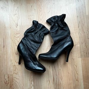 Cole Haan Black Leather Women’s Mid Calf Gali Scrunch Boot